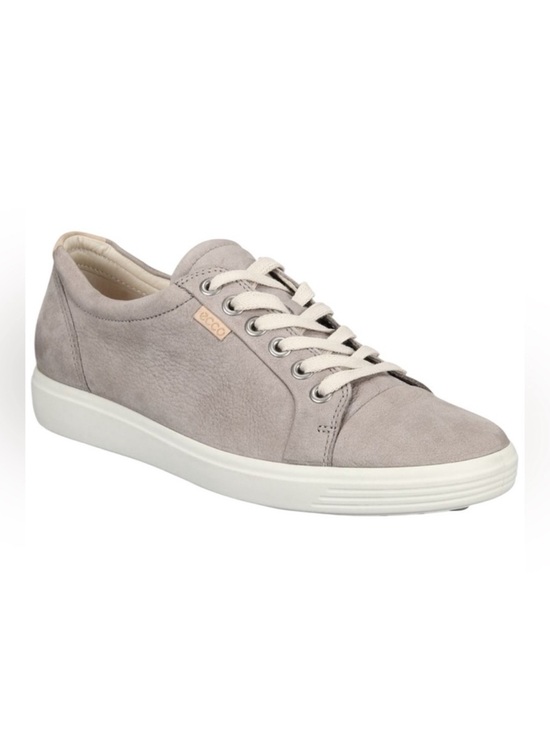 Ecco Shoes - ECCO Gray Removable Insole Comfort Soft 7 Round Toe Lace-Up Leather Sneakers